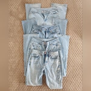 LOT of 4 PAIRS Women's Light Blue Jeans, 1 Skinny & 3 Flare, Size 3/4/5
